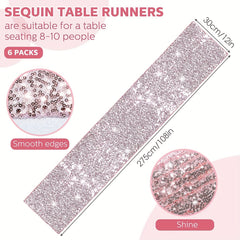 Rose Gold Sequin Table Runner for Party Decorations