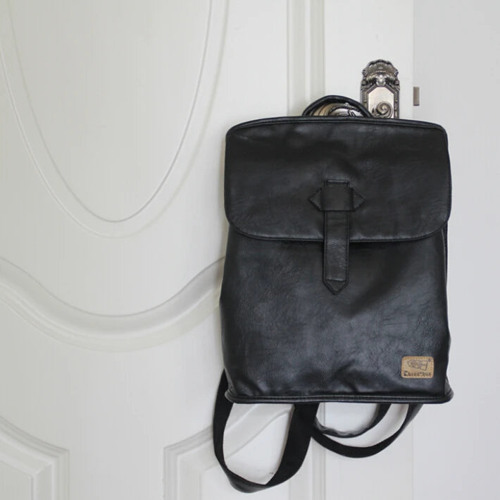 Vintage PU Leather Backpack Student School Bag