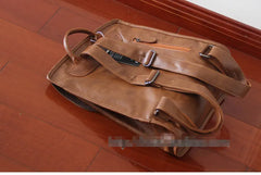 Vintage PU Leather Backpack Student School Bag