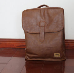 Vintage PU Leather Backpack Student School Bag