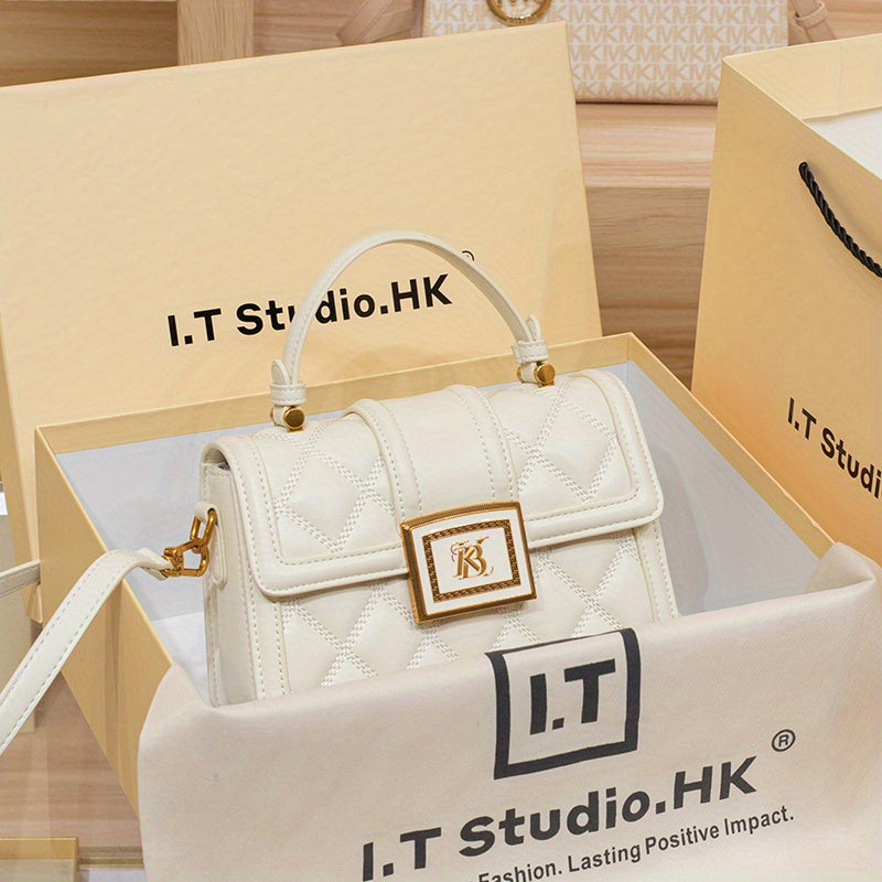 IT Studio HK Women's Quilted Handbag with Magnetic Closure