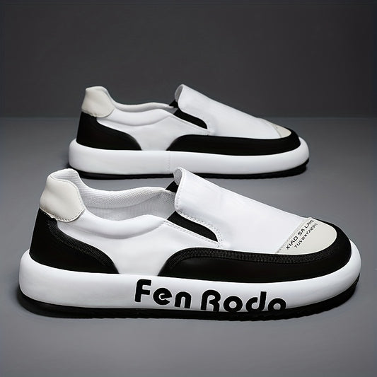 Men's Letters Print Slip On Skate Shoes Casual Walking Shoes
