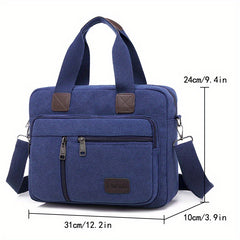 Men's Canvas Briefcase Messenger Bag with Pockets