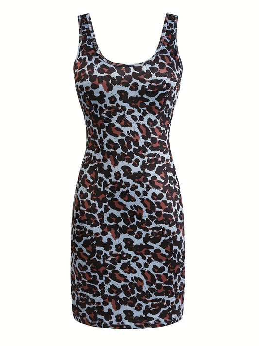 Leopard Print Yoga Sports Fitness Tank Dress