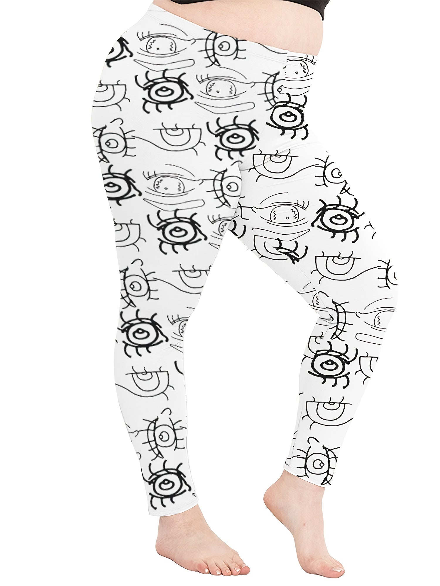 Women's Plus Abstract Print High Rise Stretchy Gym Yoga Pants