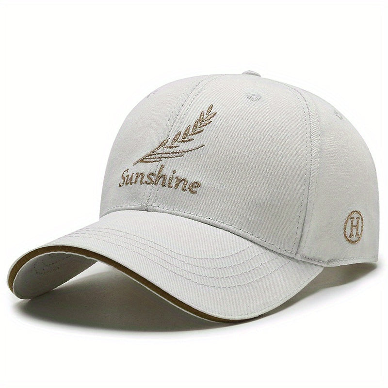 Feather Wheat Embroidery Baseball Cap Solid Cotton Dad Hat Unisex Casual Couple