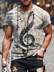 Men's Music Note Print T Shirt - Stylish Summer Essential