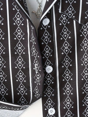 Boy's Geometric Print 2pc Shirt & Pants Set