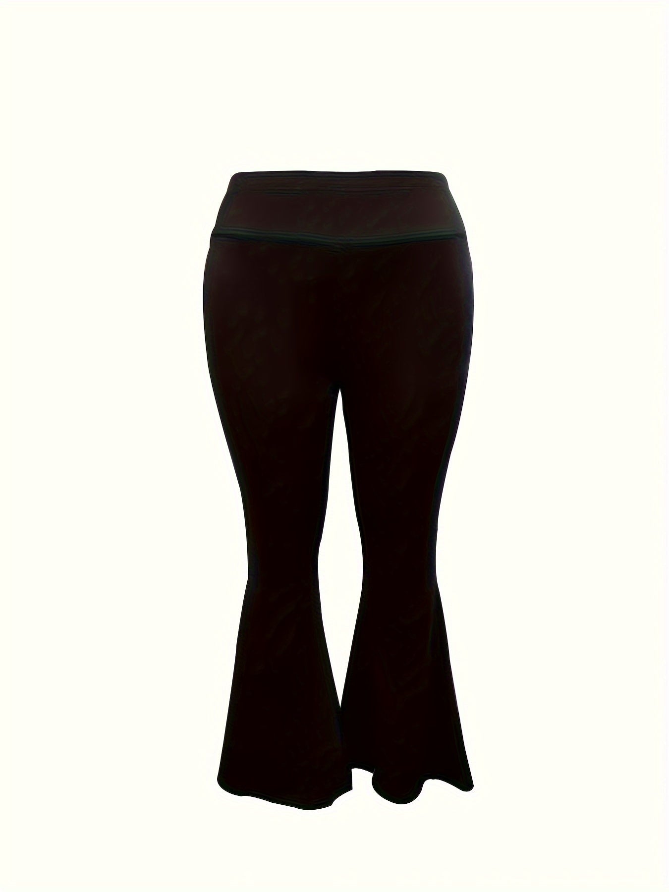  Solid High Rise Flared Leg Trousers