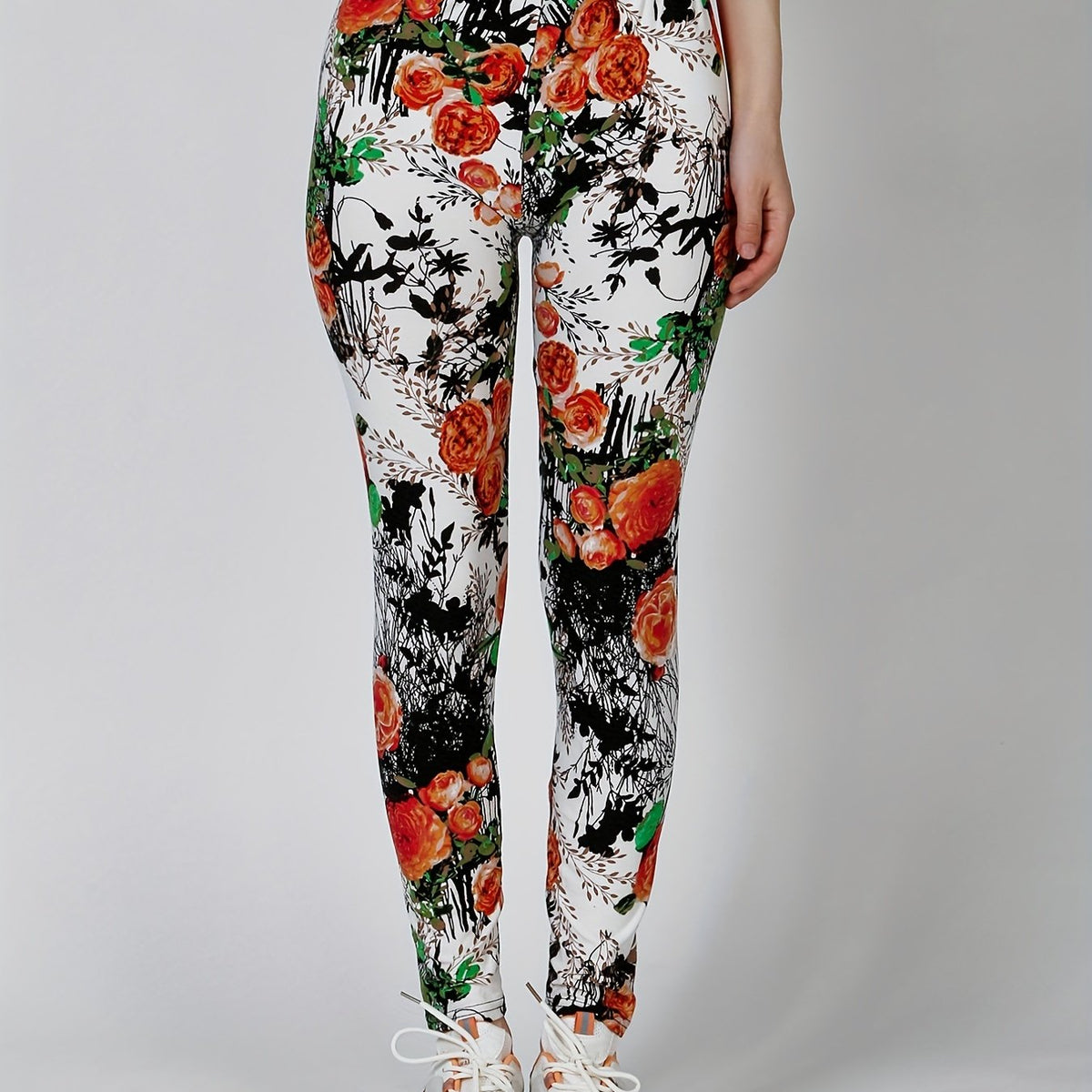Floral Print Skinny Stretchy Leggings High Waist Yoga Leggings
