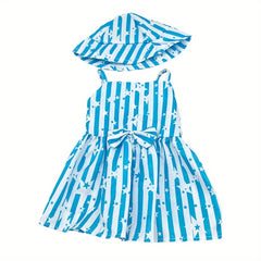 18 Inch Doll Striped Star Dress & Hat Set for 38-45 Dolls