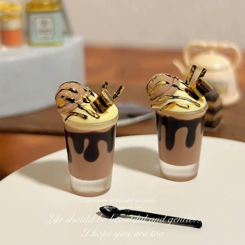 Hazelnut Cocoa Ice Mocha Drink Realistic Durable Lifelike Chocolate Whipped