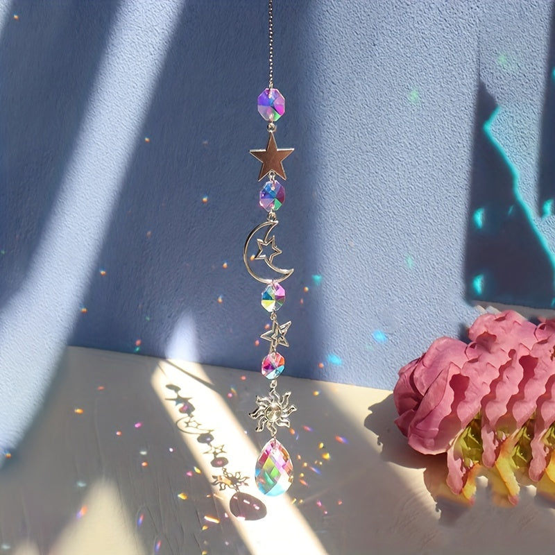 Moon Crystal Pendant Stained Glass Window Hanging
