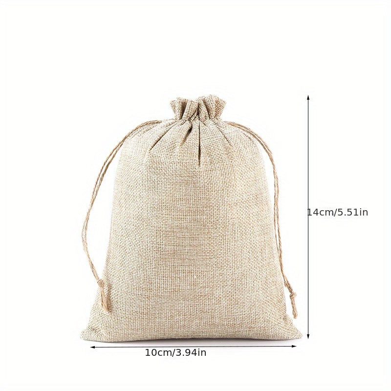 5pcs Hemp Strap Drawstring Gift Packaging Bag for Jewelry Storage