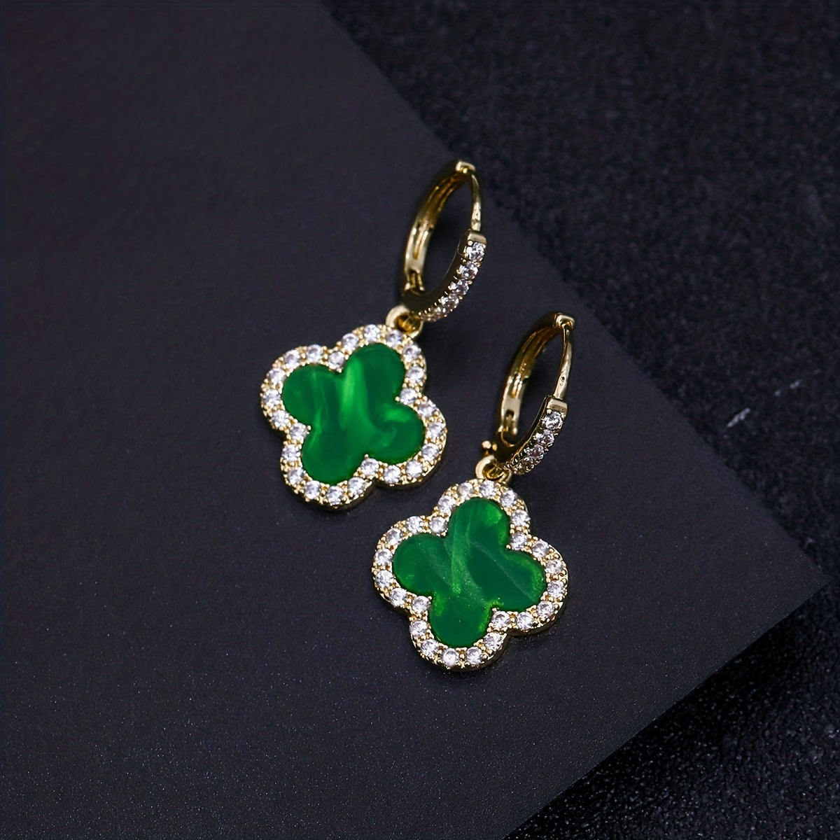 Men's Diamond Studded Earrings Clover Zircon