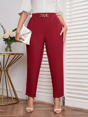  Chain Decor High Rise Tapered Leg Trousers