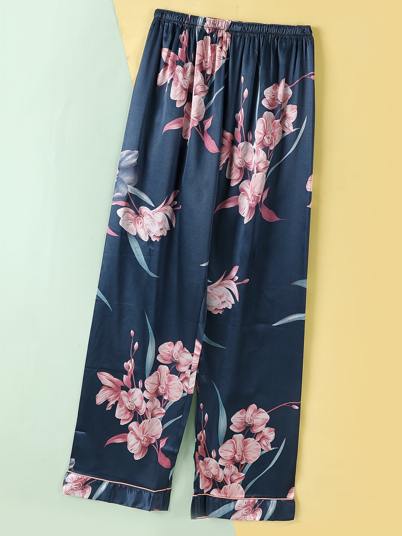 Heart Print Satin Sleep Bottoms Women's Sleepwear