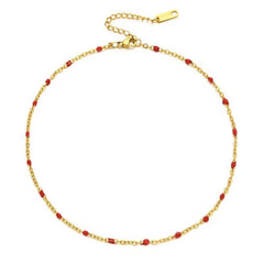 Stainless Steel Anklet Beaded Bells Charm Adjustable Foot Chain