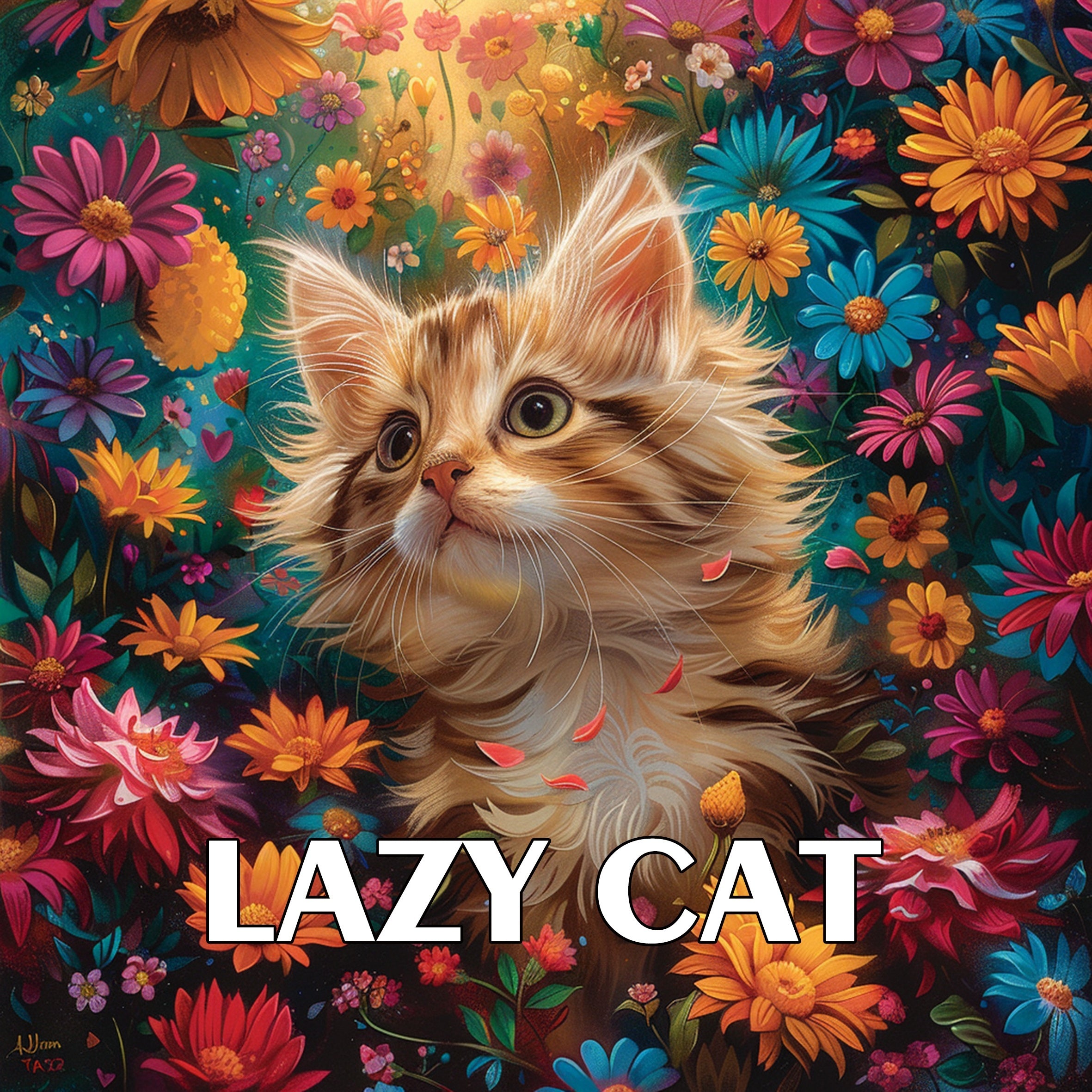Lazy Cat Coloring Book for Adults 20 Pages Watercolor Paper