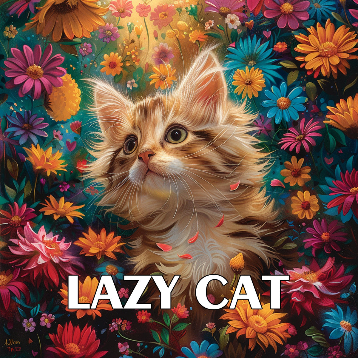 Lazy Cat Coloring Book for Adults 20 Pages Watercolor Paper