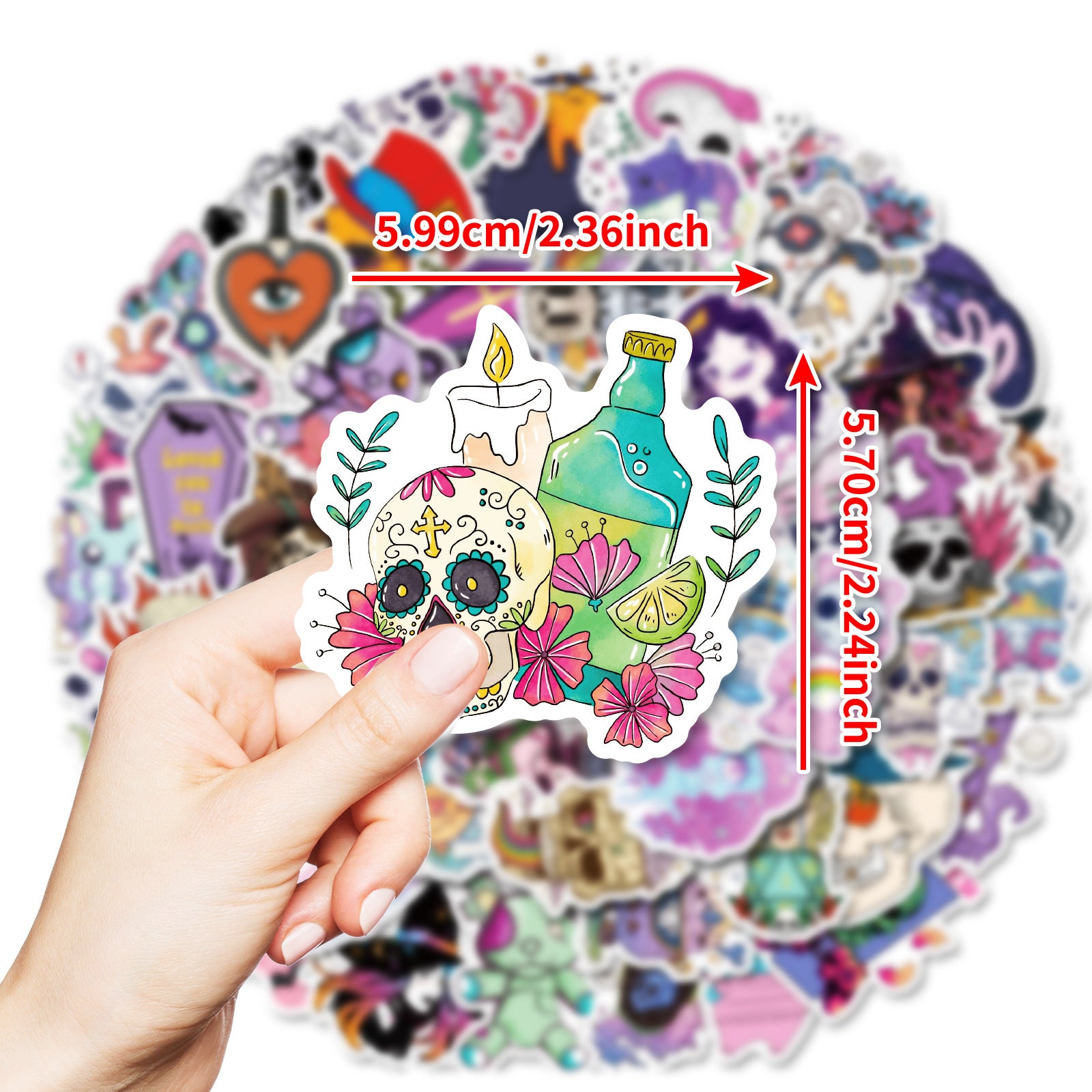 50pcs Gothic Skull Vinyl Stickers for Water Bottles Laptops, Waterproof Decals