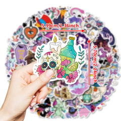 50pcs Gothic Skull Vinyl Stickers for Water Bottles Laptops, Waterproof Decals