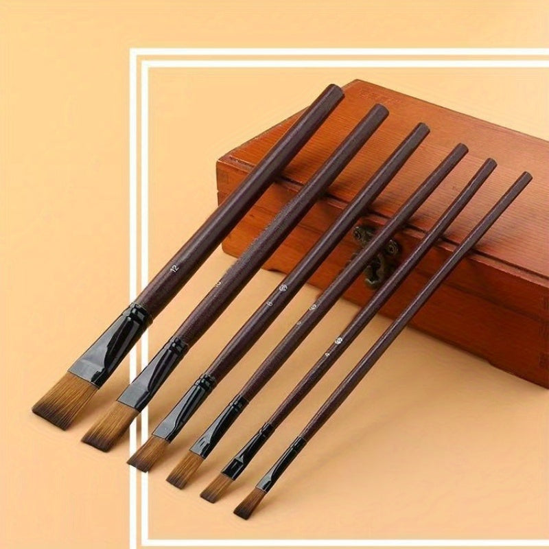 Nylon Wool Brushes 6 Sets for Gouache Watercolor Acrylic Paint