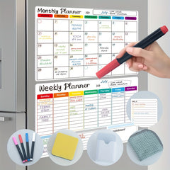 Magnetic Dry Erase Calendar Set - 3 Pack for Refrigerator & Wall