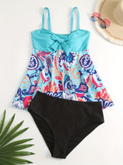  Vacay Tankini Set- Floral Bow Knot Top & Underwear 2 Piece