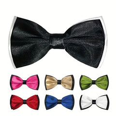 Double Layer Wedding Bow Tie for Men Business Groom Wine Red
