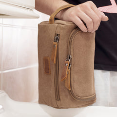 Men's Canvas Travel Toiletry Bag with Handle Father's Gift