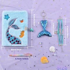 Mermaid Plush Notebook Set with Pen & Lock