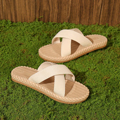 Women's Cross Strap Slide Sandals Casual Slip On Outdoor Shoes