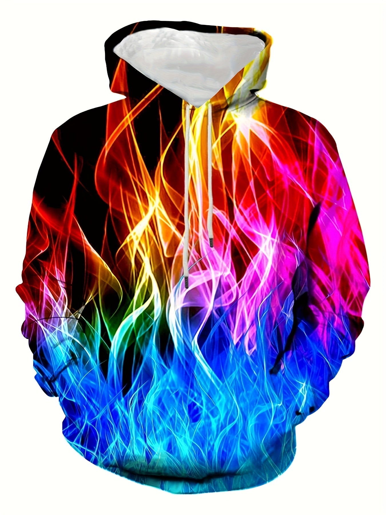 Colorful Flame 3d Print Hoodies For Men Graphic Hoodie With Kangaroo Pocket