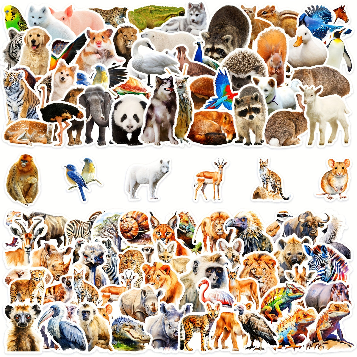 100pcs African Animal Stickers Watercolor Decals for Bottles Laptops Phones
