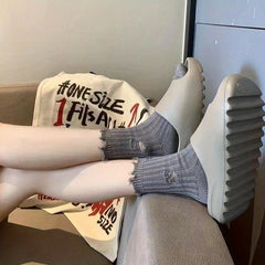 5 Pairs Women's Ripped Mid Tube Stockings