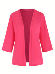 Basic Cardigan Women's Plus Plain Open Front Thin Cardigan