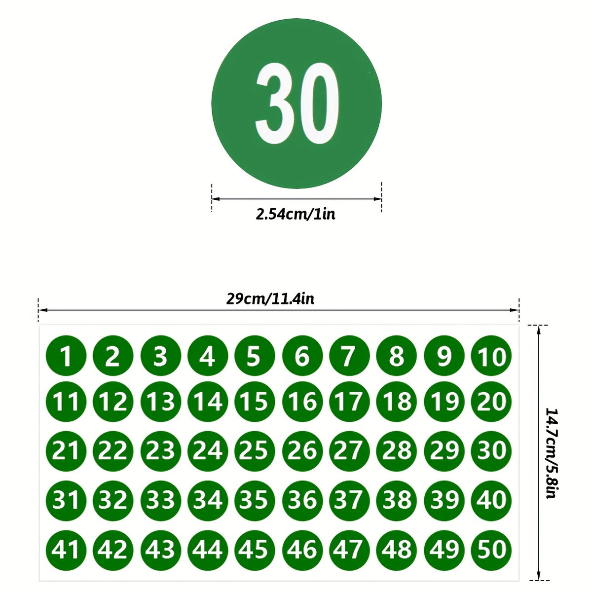 Consecutive Number Stickers 1" Vinyl Decal Self Adhesive