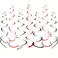 12pcs Red Foil Swirl Hanging Decorations for Party Supplies