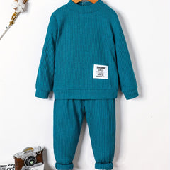Letter Graphic Print Boys Sweatshirt & Sweatpants Set