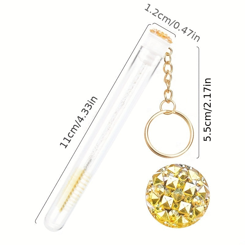 Mascara Wands Crystal Eyelash Spoolies Eyebrow Brush Reusable Key Chain Tube