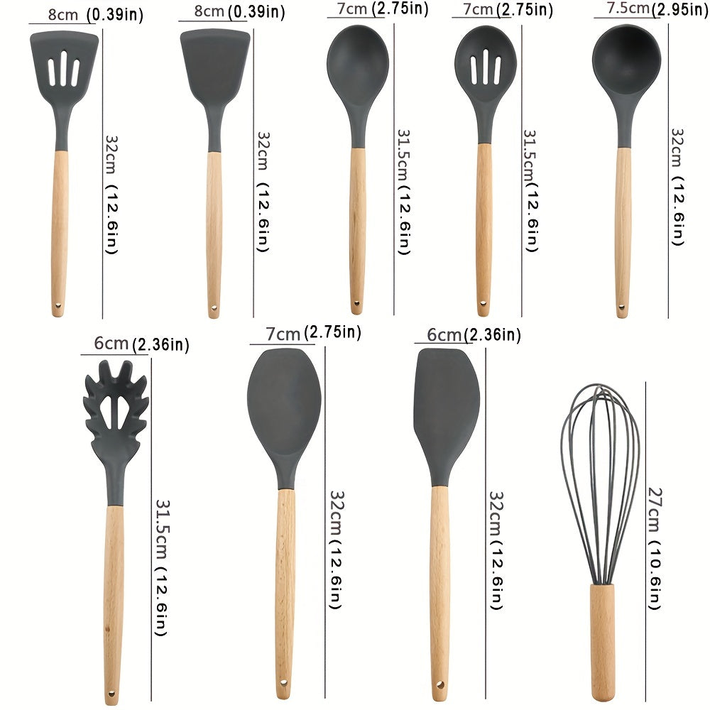 8pcs Silicone Utensil Set Non Stick Cooking Turner Spatula Spoon