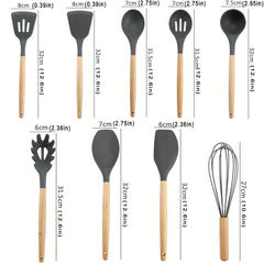 8pcs Silicone Utensil Set Non Stick Cooking Turner Spatula Spoon
