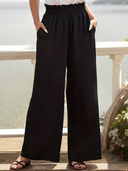  Wide Leg Paperbag Waist Pants With Pockets