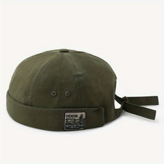 Denim Patch Docker Cap Vintage Hip Hop Rolled Brim Hats Beanie