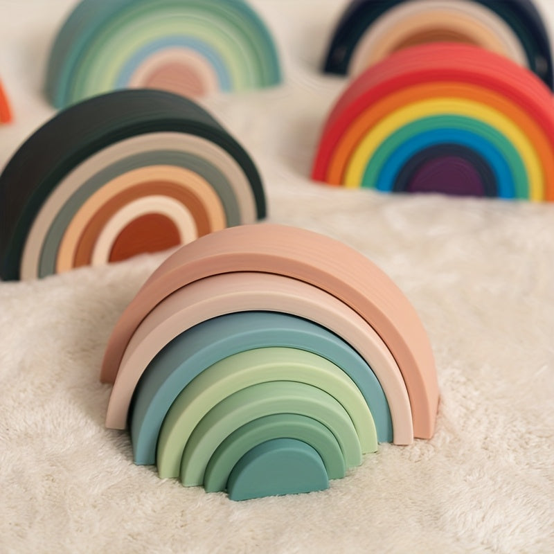 Soft Rainbow Stacking Toys for Kids Educational Building Blocks