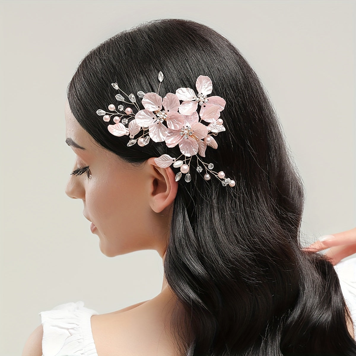Glitter Flower Hair Comb Silver Rhinestones Butterfly & Flower Hair Clip