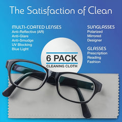 6Pcs Microfiber Cleaning Cloths For Eyeglasses Camera Lens Cell Phones CD DVD