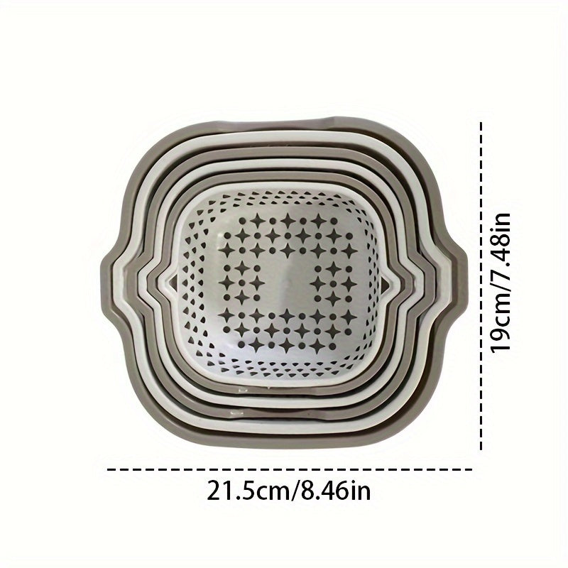6pcs Double Plastic Drain Basket Kitchen Washing Basket