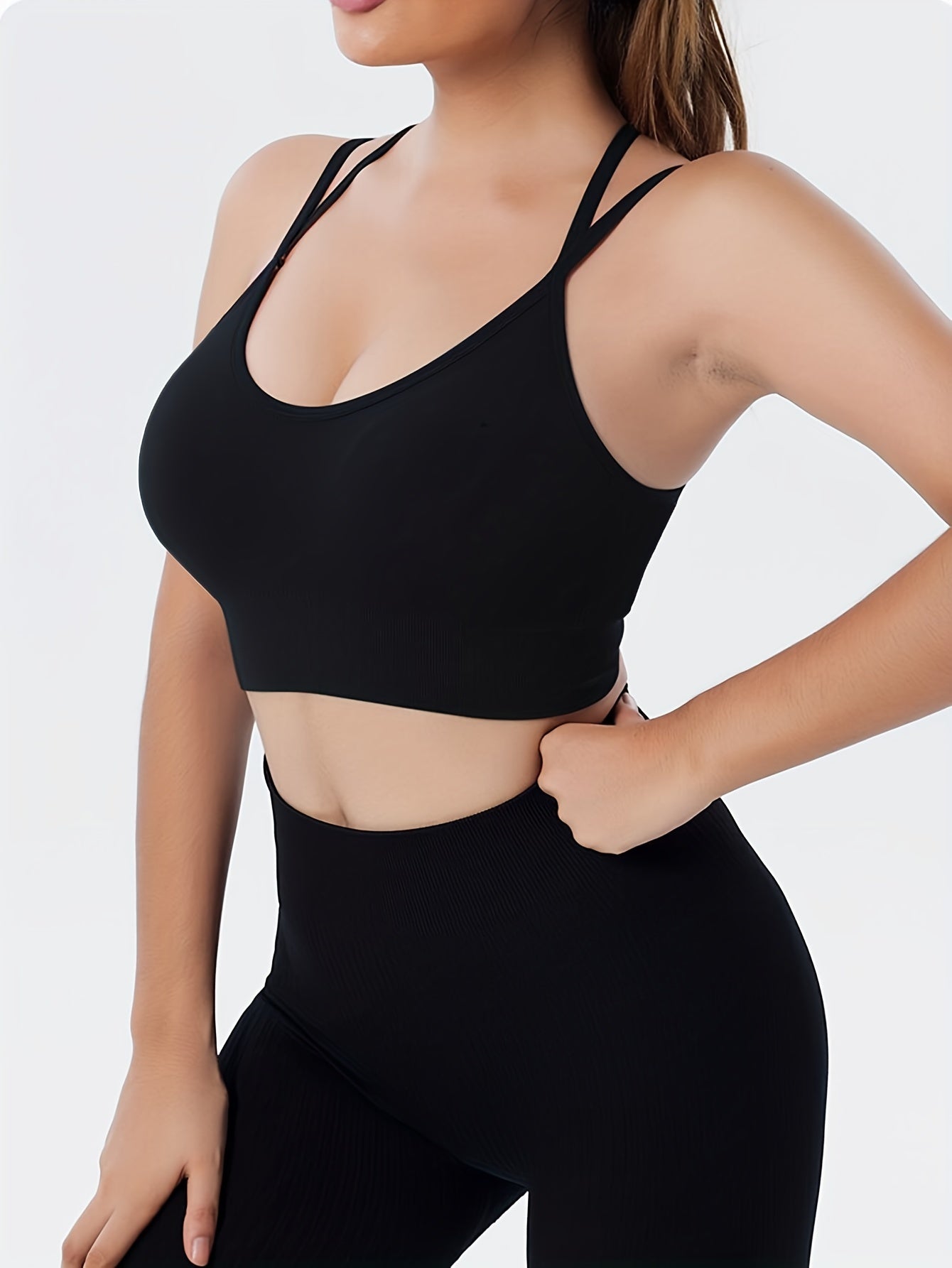 Medium Support Cross Back Sports Bra Shockproof Fitness Yoga Bra